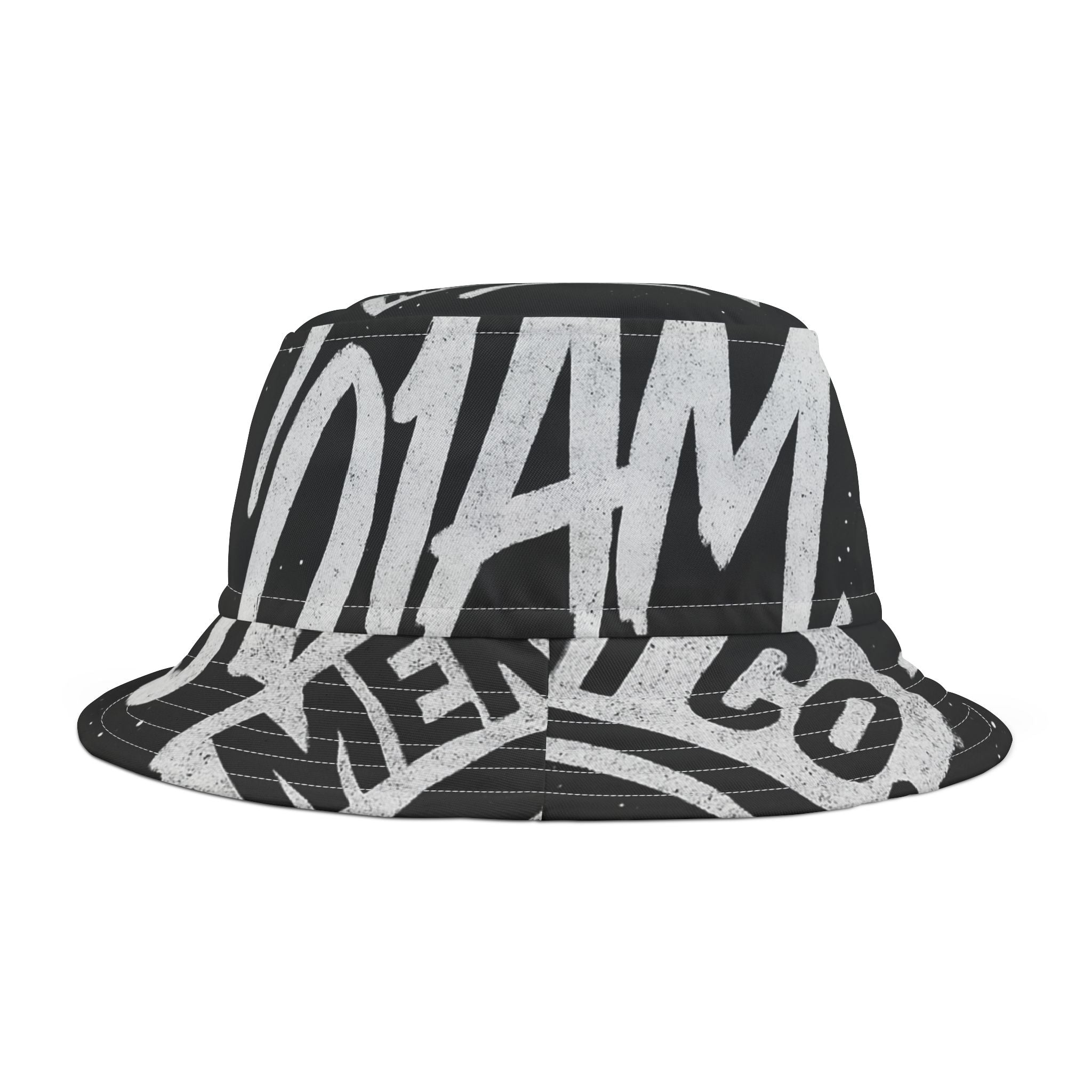 Stylish Black Graffiti Bucket Hat, Streetwear Hat for Trendsetters, Summer Accessories, Festival Gear, Gift for Him/Her