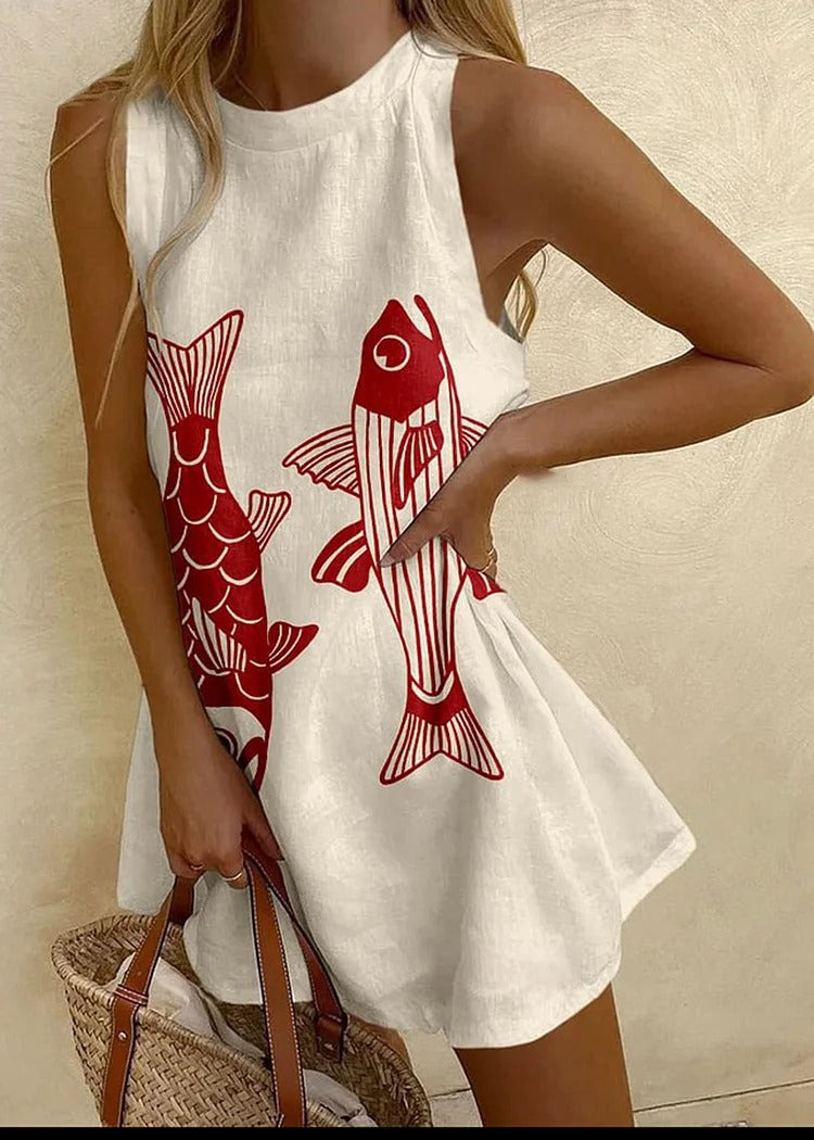 Loose Sleeveless Mid-length Dress
