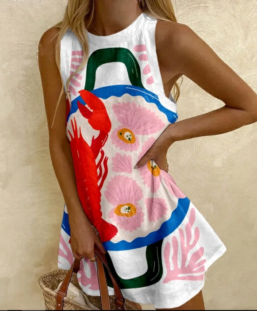Loose Sleeveless Mid-length Dress