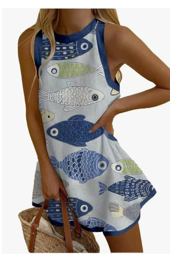 Loose Sleeveless Mid-length Dress