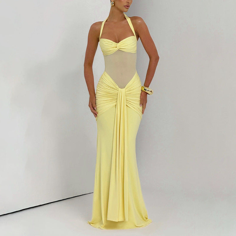 Hanging Neck Mesh Dress