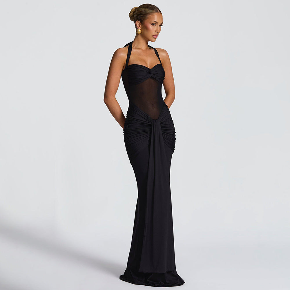 Hanging Neck Mesh Dress